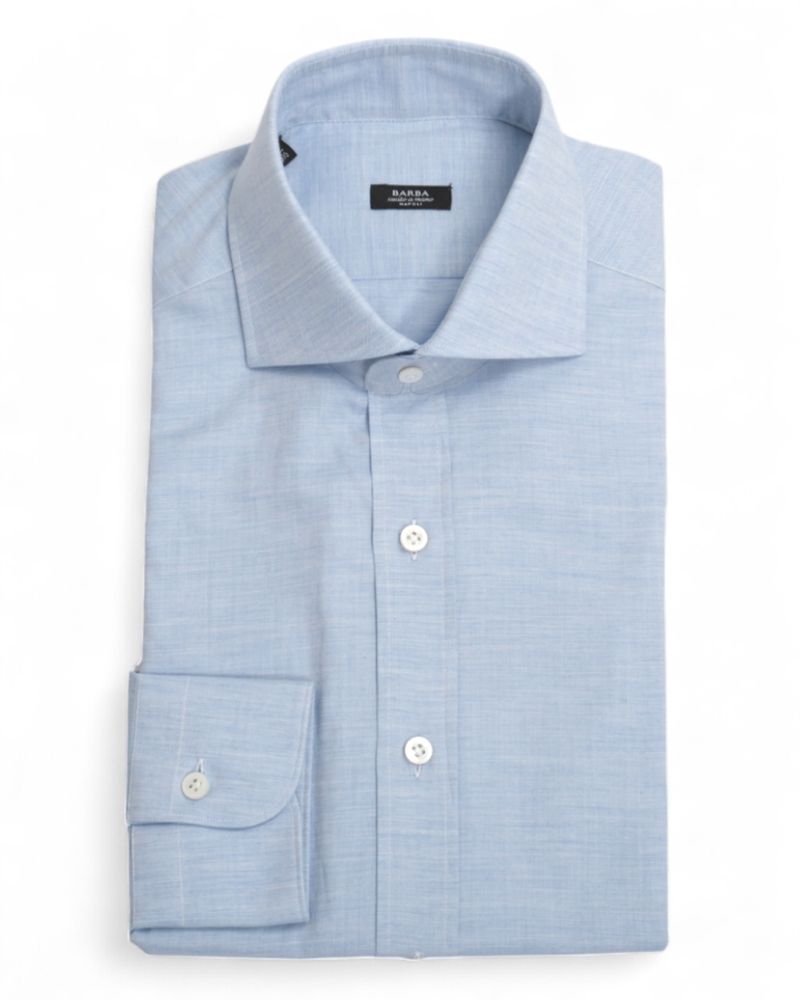 Light Blue Worsted Herringbone Twill Shirt