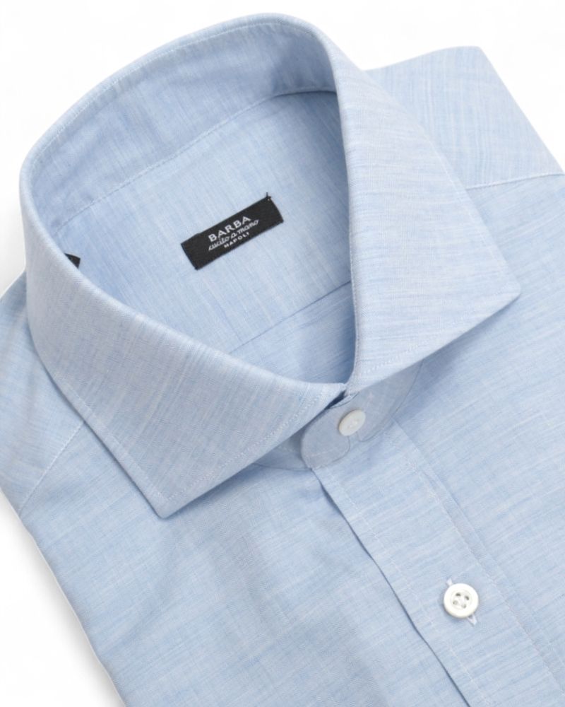 Light Blue Worsted Herringbone Twill Shirt