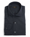 Navy Worsted Herringbone Twill Shirt