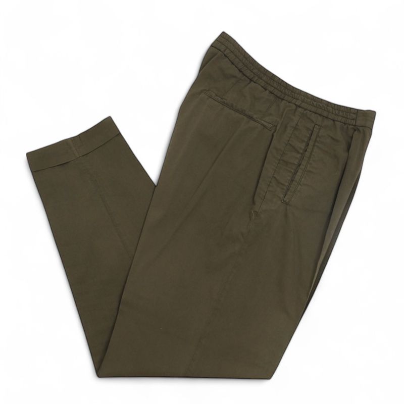 Army Green Pleated High-Rise Casual Trousers