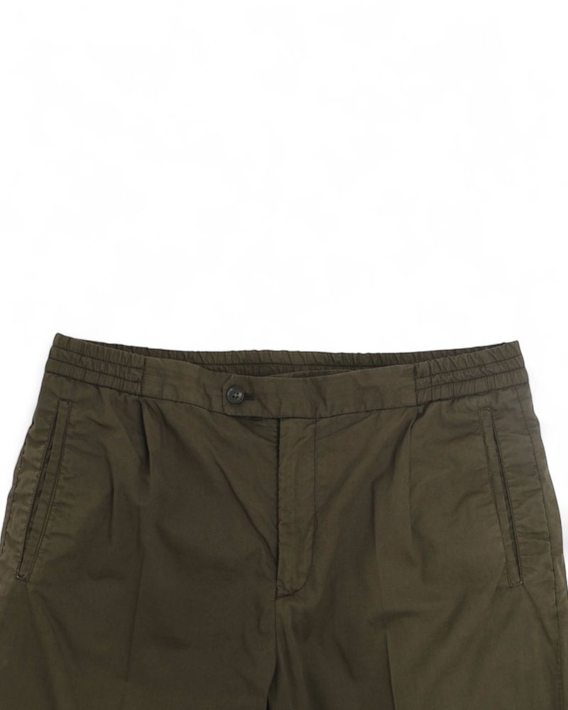 Army Green Pleated High-Rise Casual Trousers