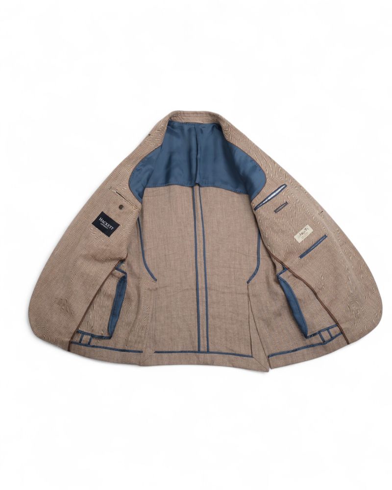 Fawn Herringbone Solbiati Linen Sports Jacket
