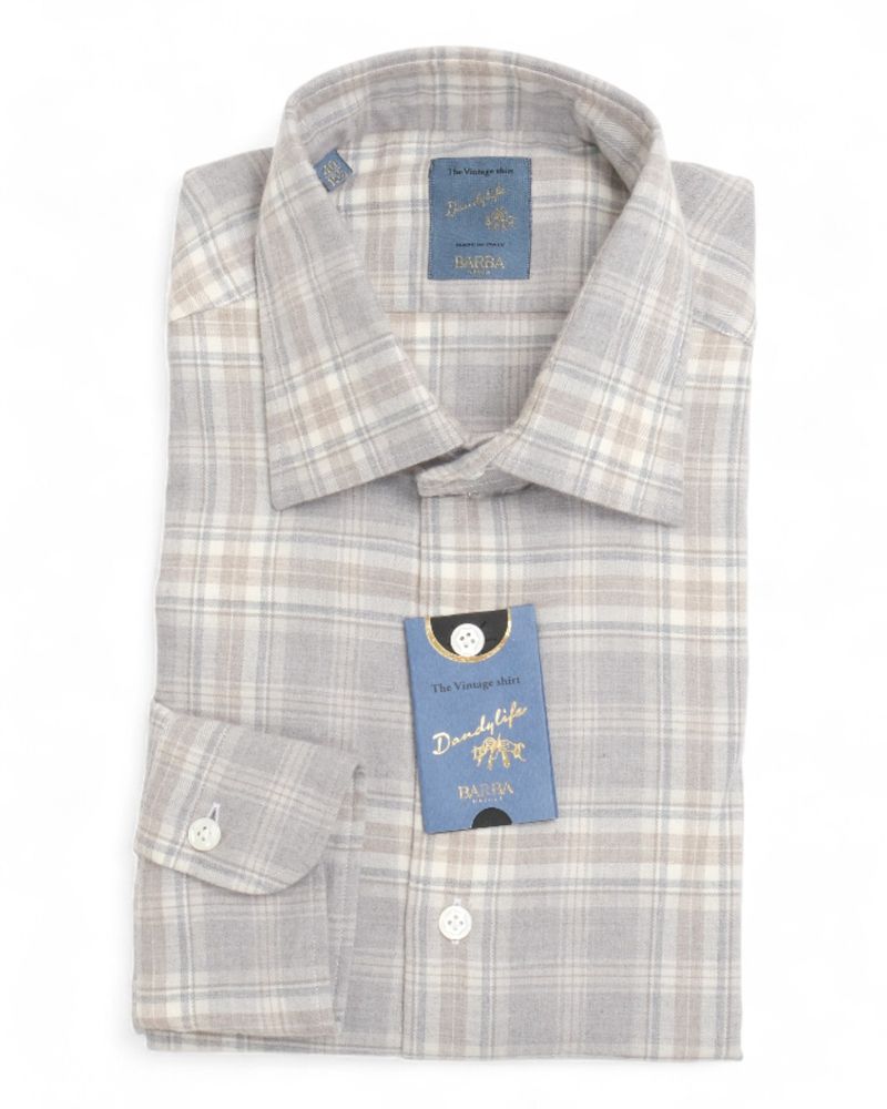 Grey/Beige Checked Flannel Shirt