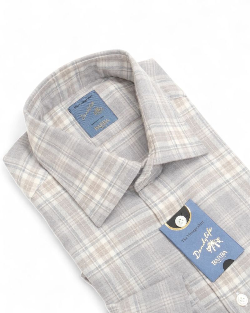 Grey/Beige Checked Flannel Shirt