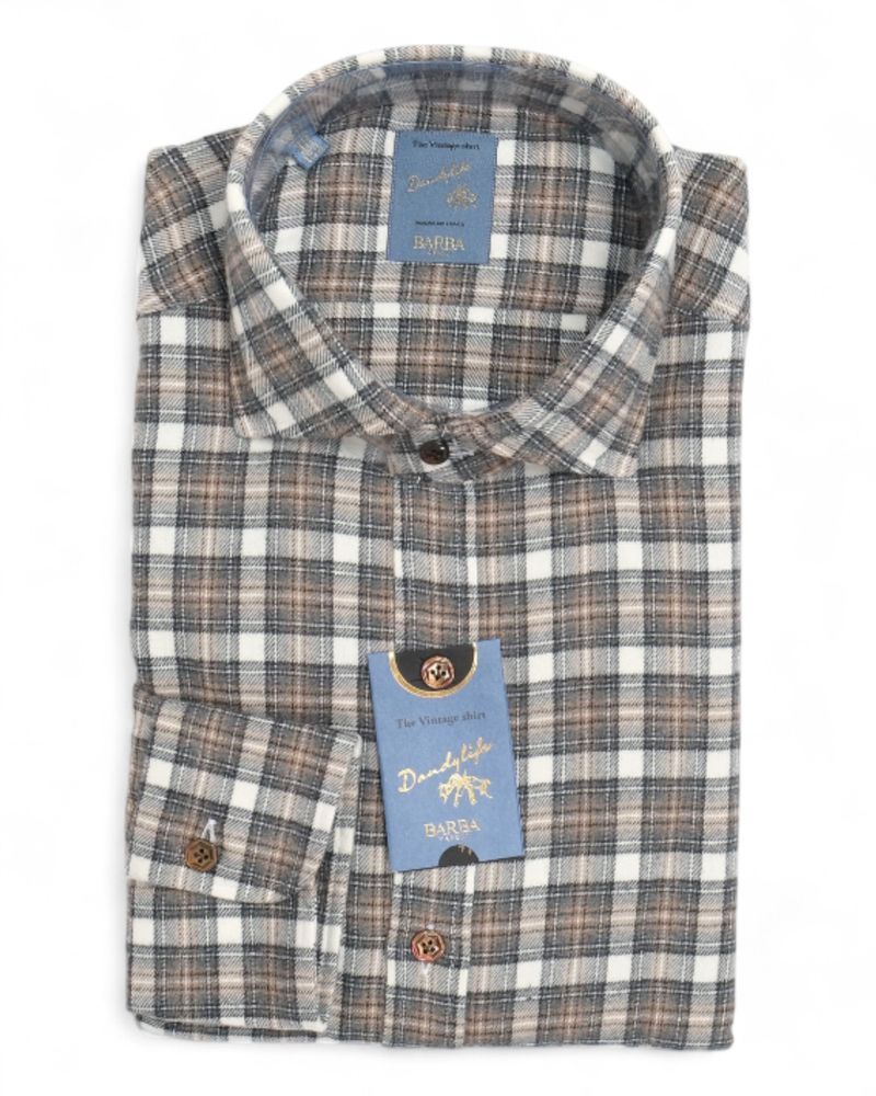 Dark Grey/Cream Checked Flannel Shirt