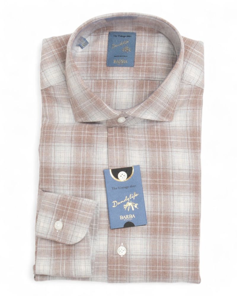 Brown/Beige Checked Flannel Shirt