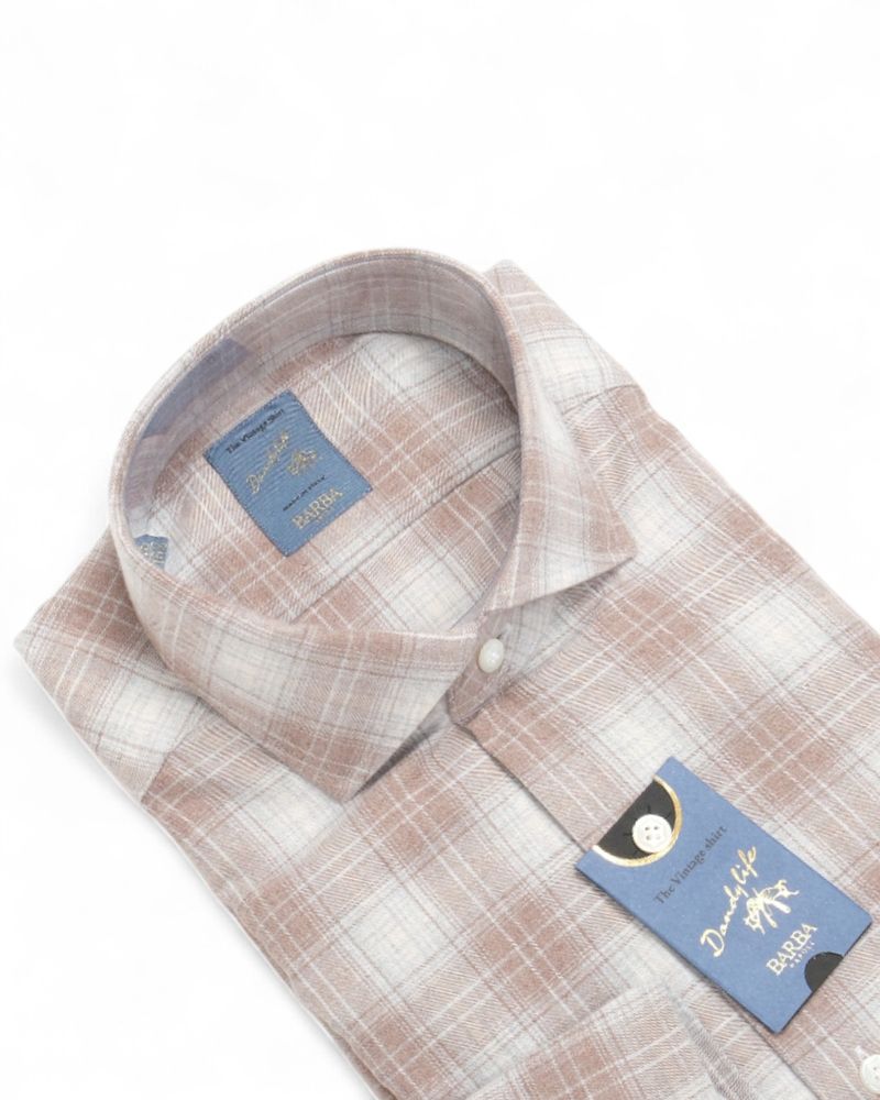 Brown/Beige Checked Flannel Shirt