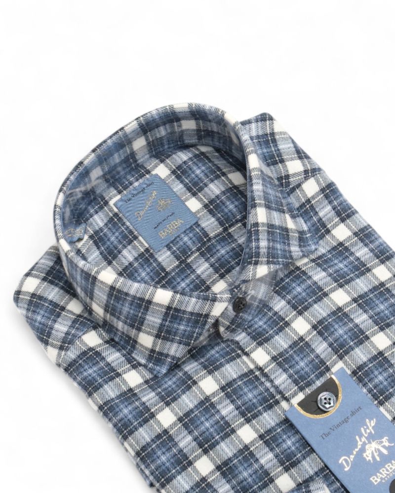 Blue/Off White Checked Flannel Shirt