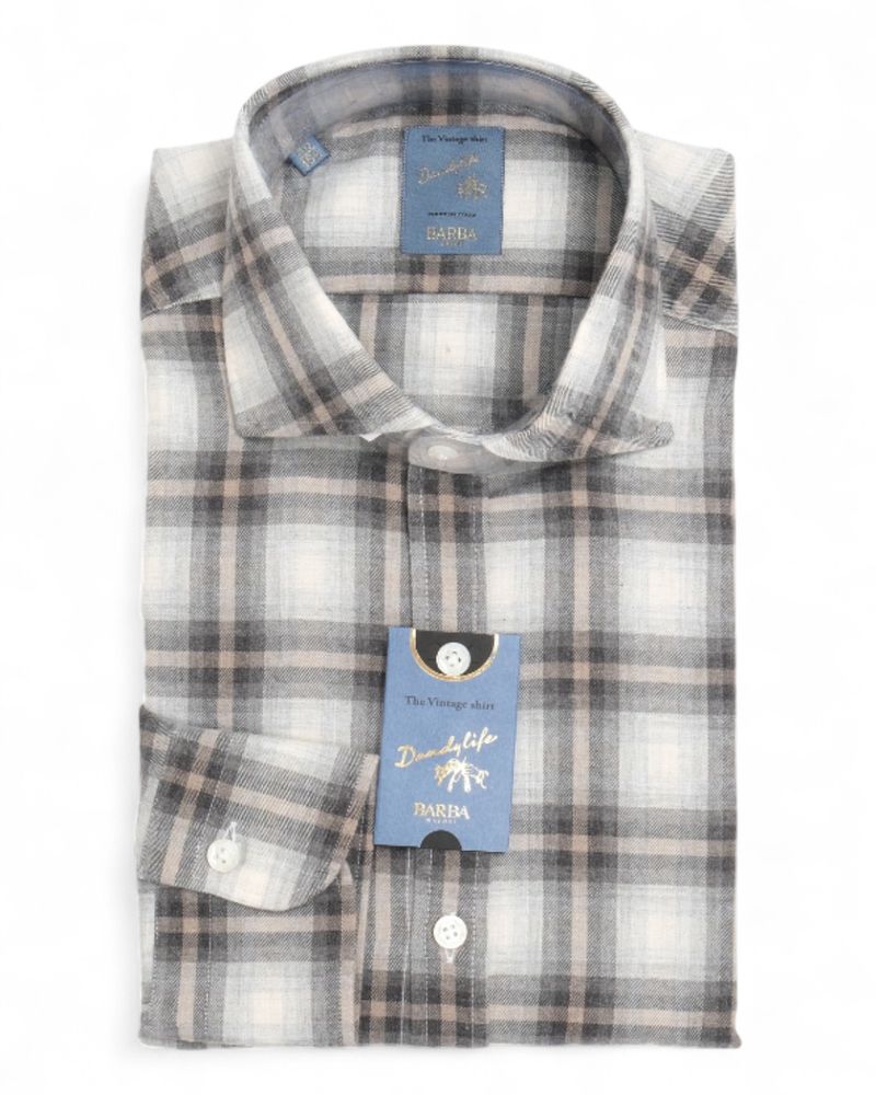 Grey/Beige/Cream Checked Flannel Shirt