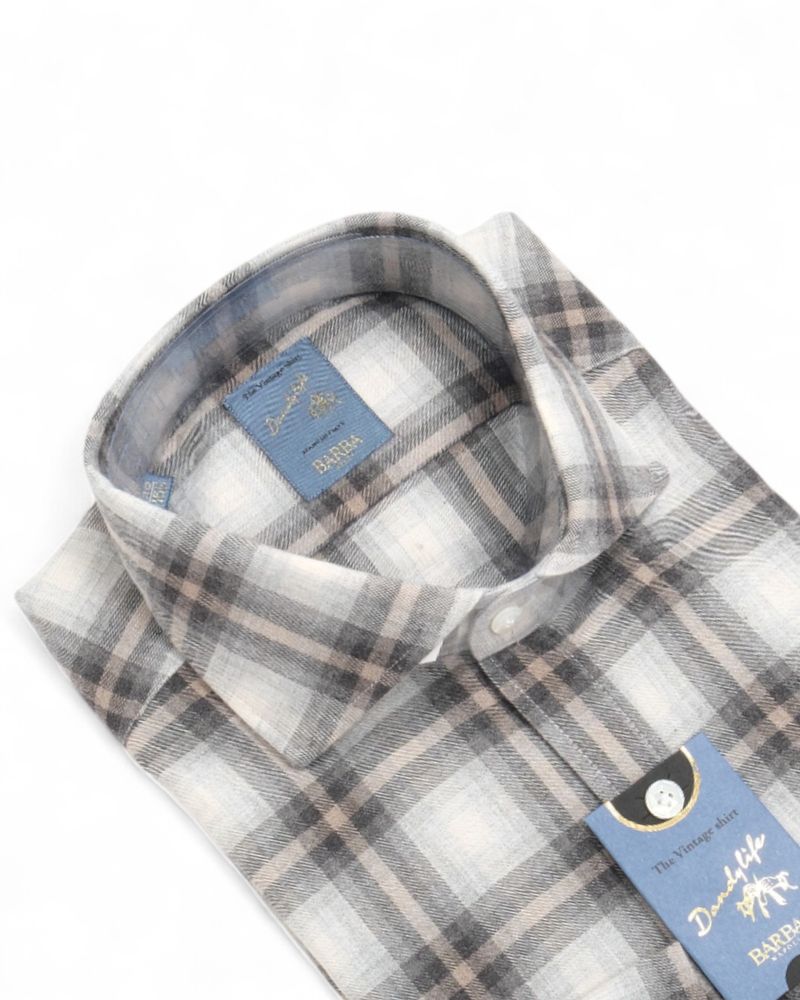 Grey/Beige/Cream Checked Flannel Shirt