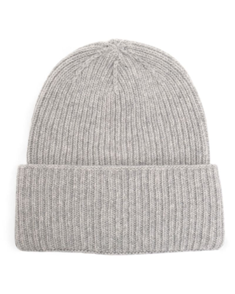 Light Grey Ribbed Merino/Cashmere Beanie