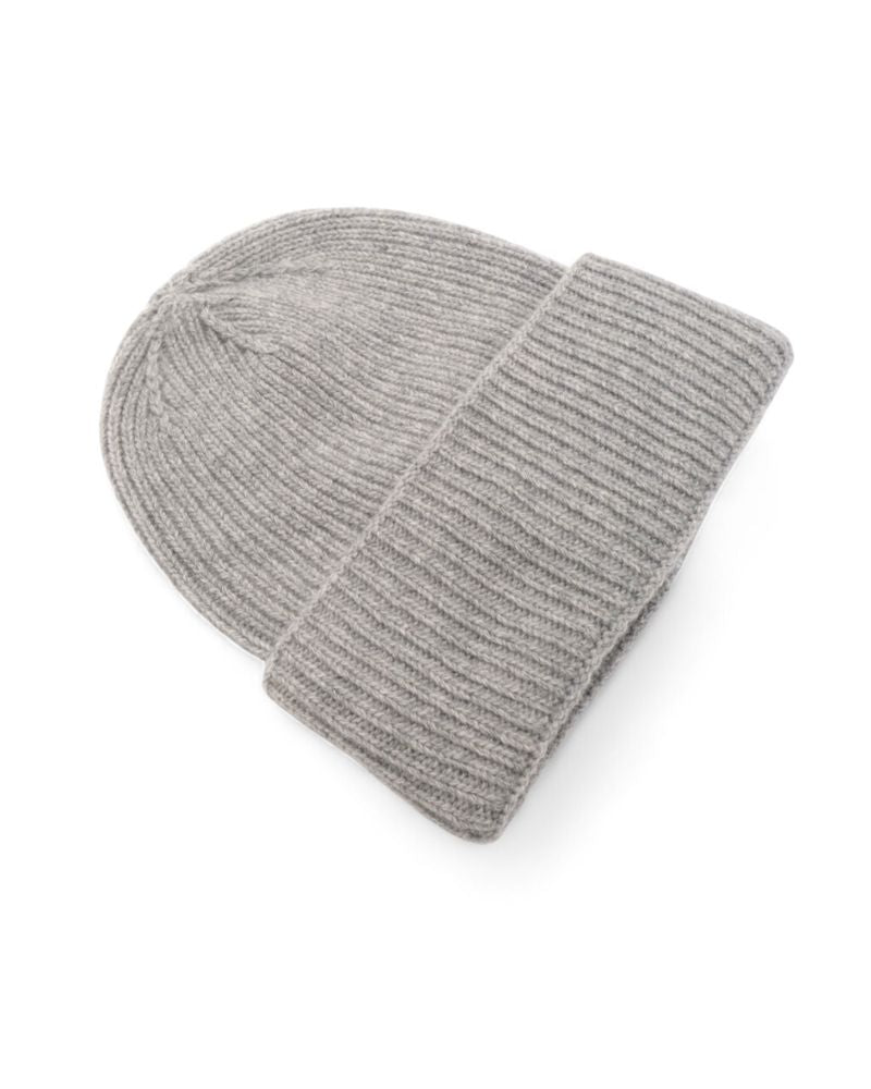 Light Grey Ribbed Merino/Cashmere Beanie