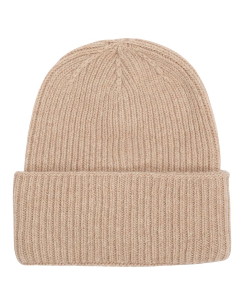 Beige Ribbed Merino/Cashmere Beanie