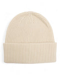 Ivory Ribbed Cashmere Beanie