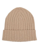 Warm Beige Ribbed Merino/Cashmere Beanie