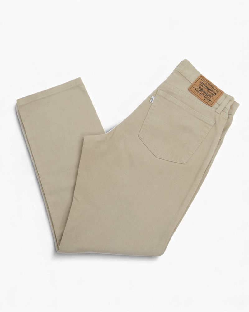 Beige High Rise Moleskin Twill Trousers