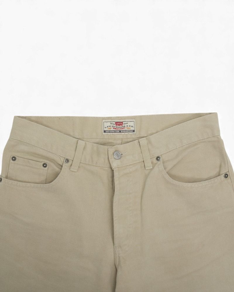 Beige High Rise Moleskin Twill Trousers