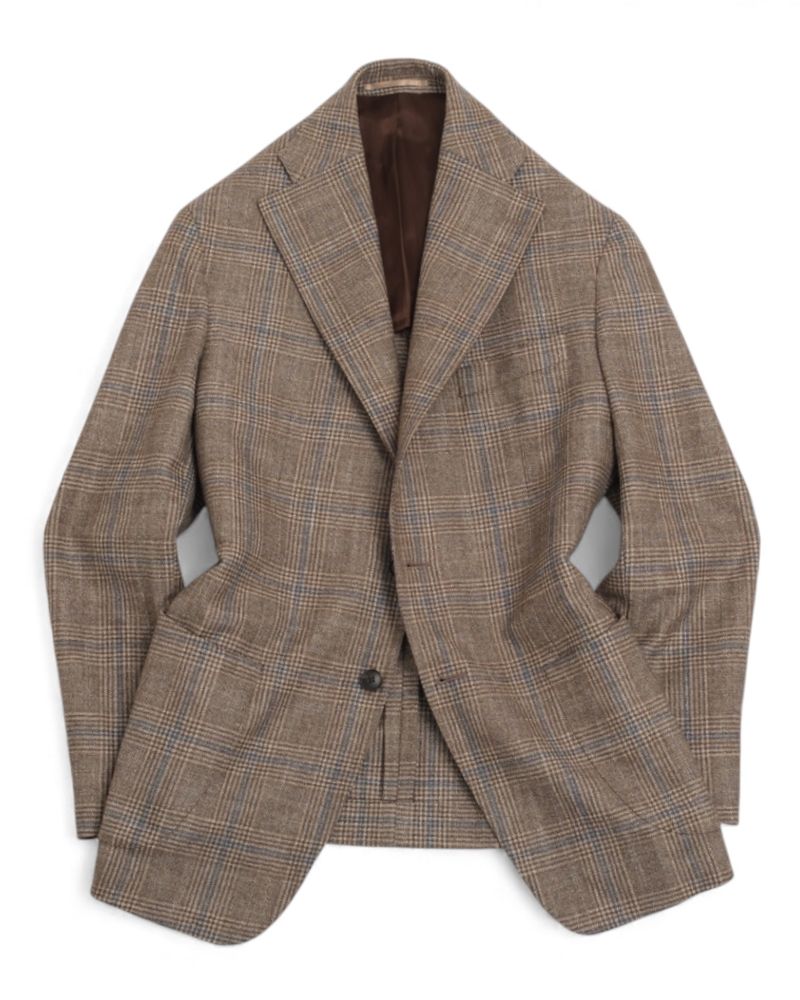 Brown Loro Piana Silk Air Prince of Wales Sports Jacket
