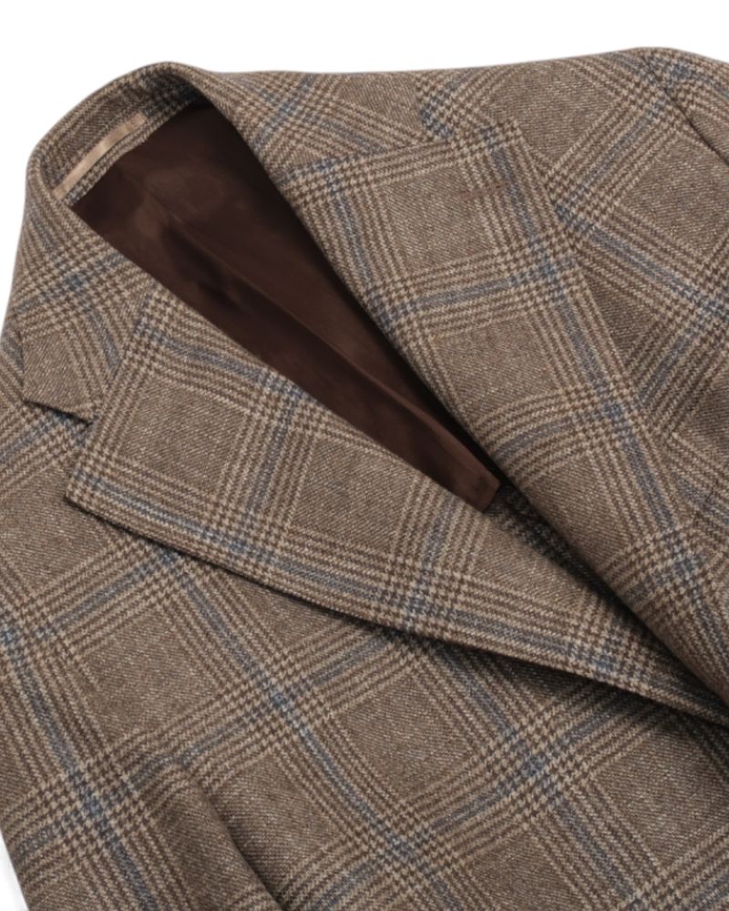 Brown Loro Piana Silk Air Prince of Wales Sports Jacket