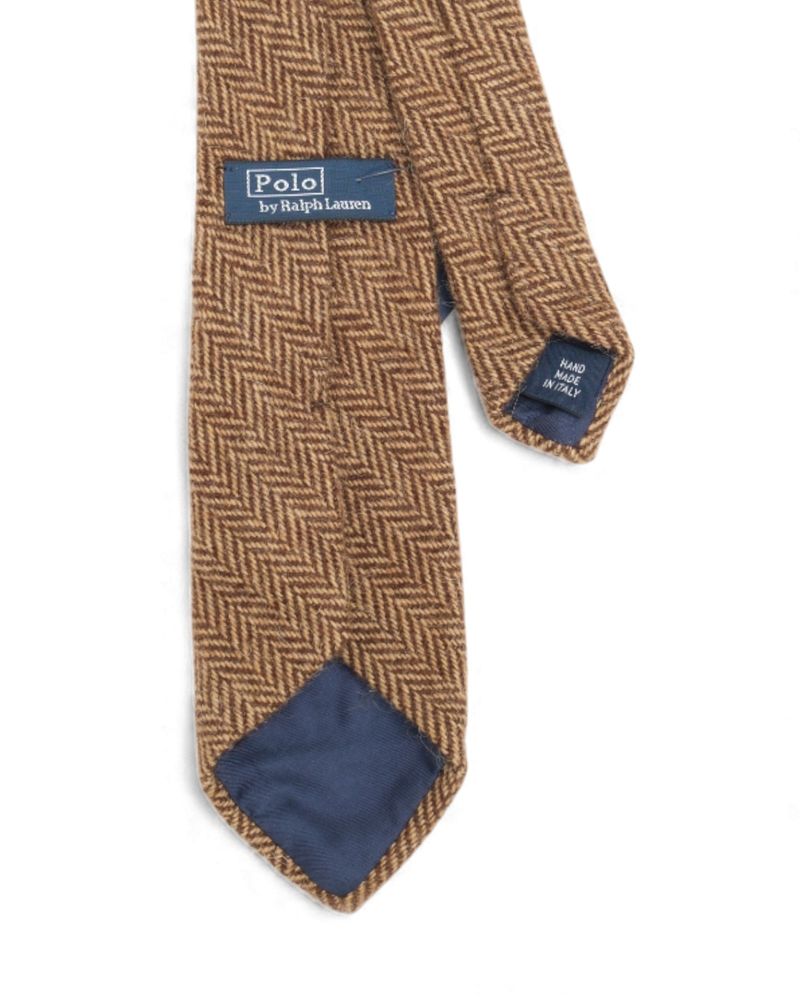 Brown & Beige Herringbone Wool Tie