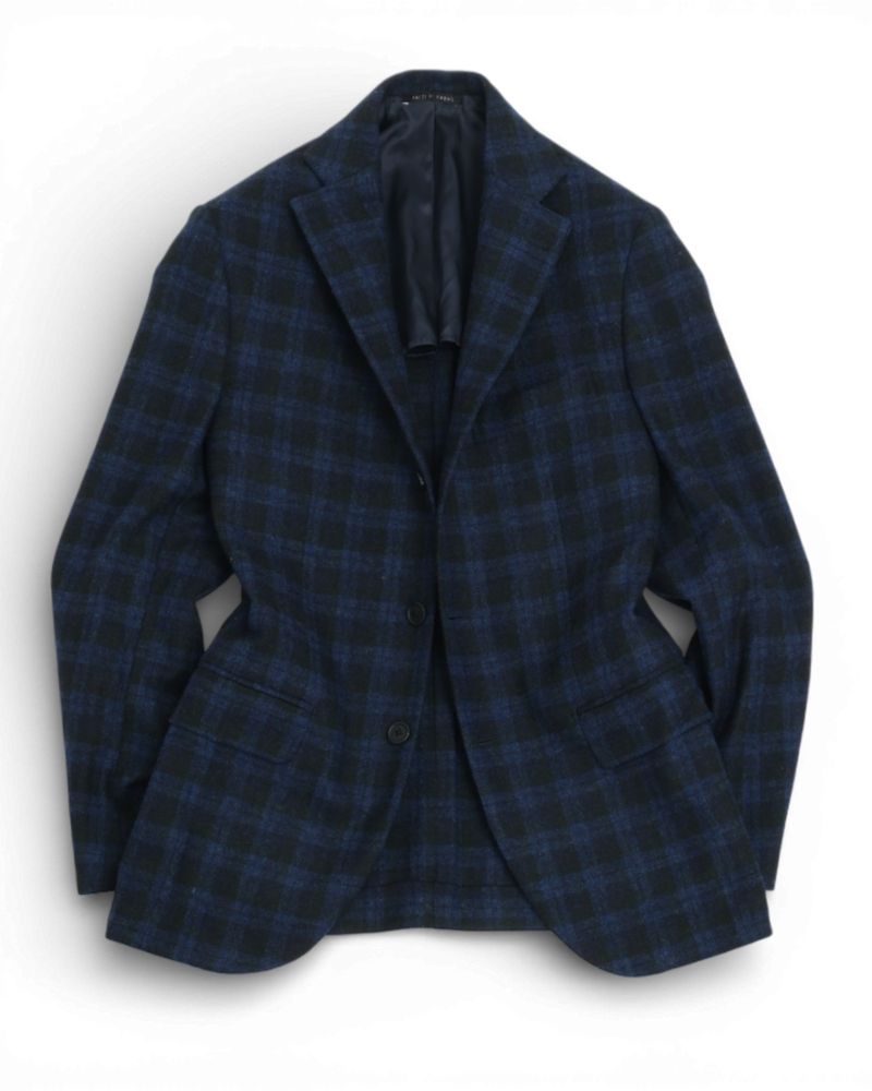 Dark Blue & Evergreen Plaid Check Sports Jacket