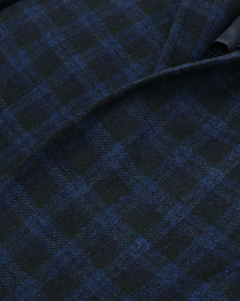 Dark Blue & Evergreen Plaid Check Sports Jacket