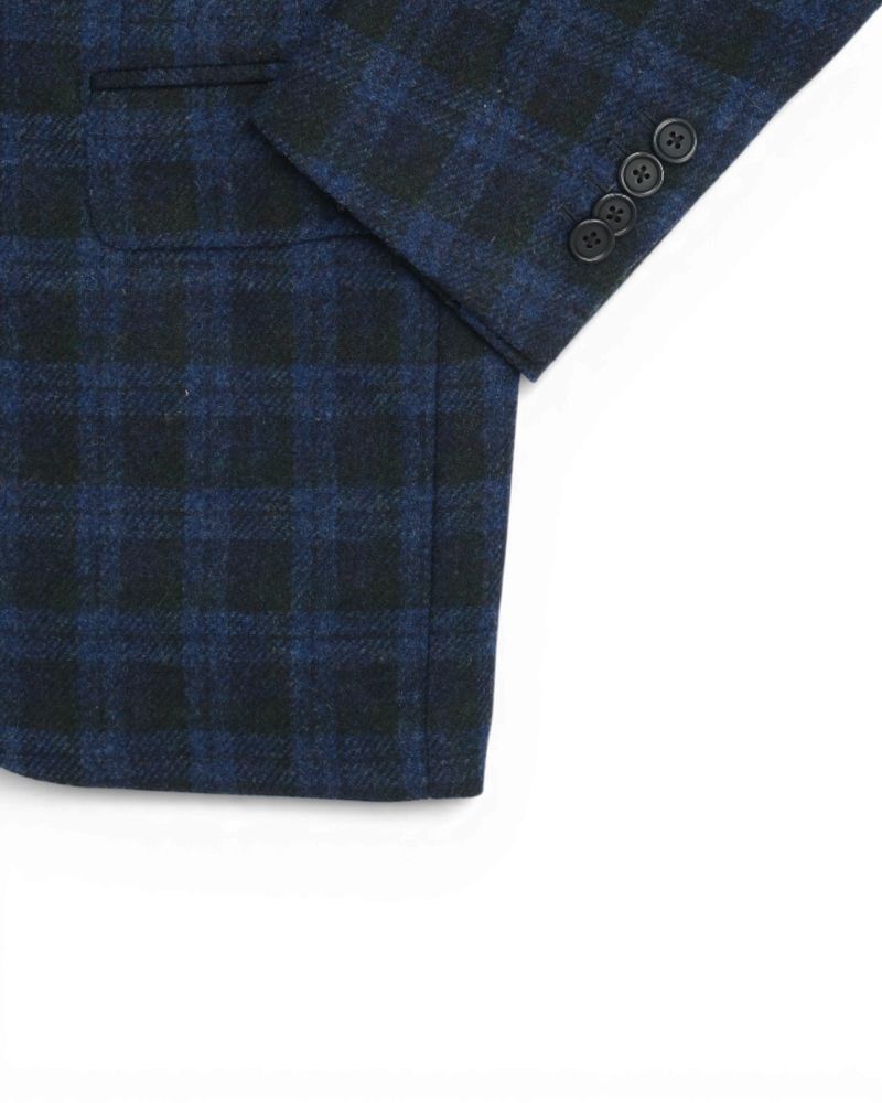 Dark Blue & Evergreen Plaid Check Sports Jacket