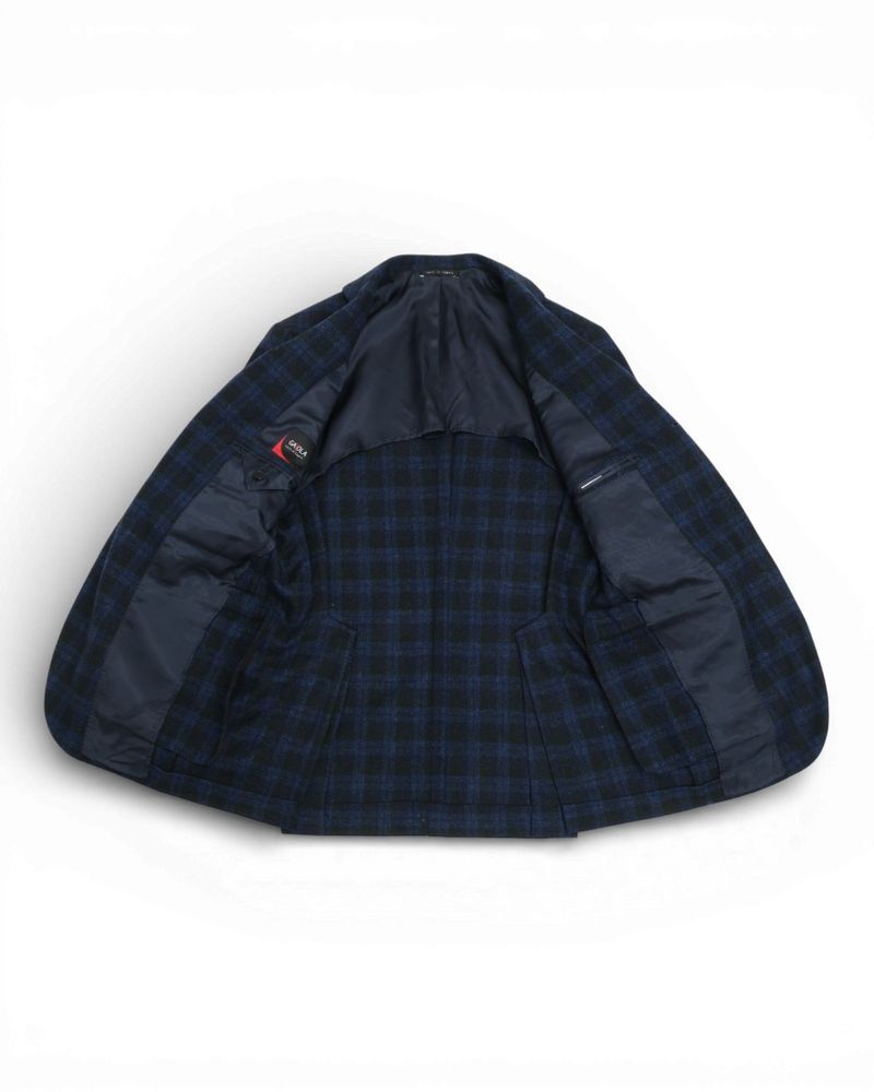 Dark Blue & Evergreen Plaid Check Sports Jacket