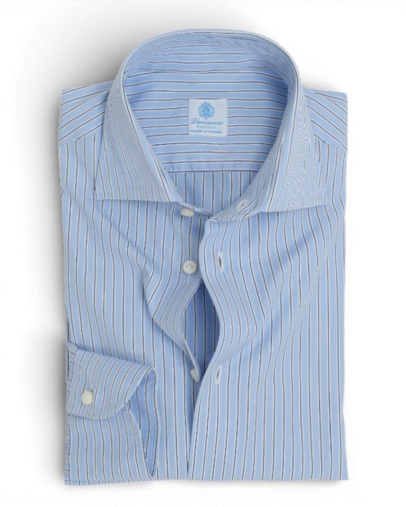 Light Blue/White/Navy halo Stripe Poplin Shirt