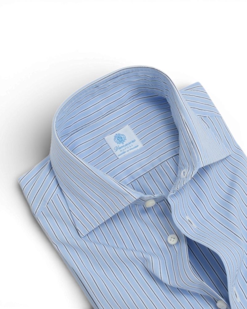 Light Blue/White/Navy halo Stripe Poplin Shirt