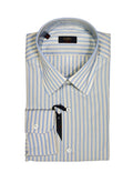 Pale Blue/Ecru Striped Cotton Point Collar Shirt