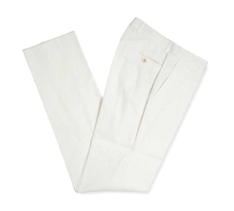 White Cotton Trousers, Unhemmed