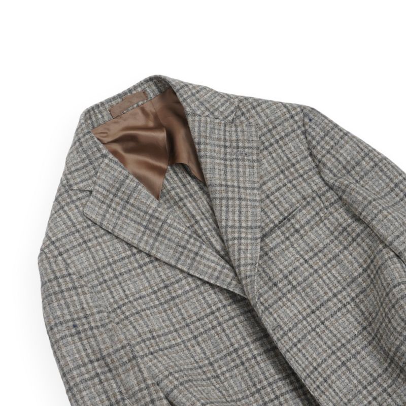 Beige/Grey Checked Flannel Sports Jacket