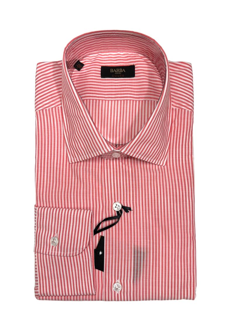Peach Striped Cotton Shirt