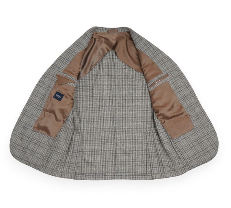 Beige/Grey Checked Flannel Sports Jacket