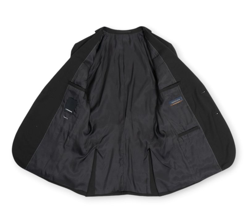 Black Plain Wool Suit