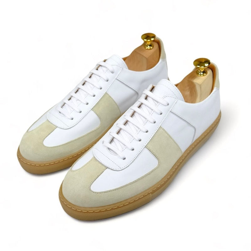 White/Beige Leather GAT Sneakers