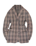 Brown Checked  Linen & Cotton Sports Jacket