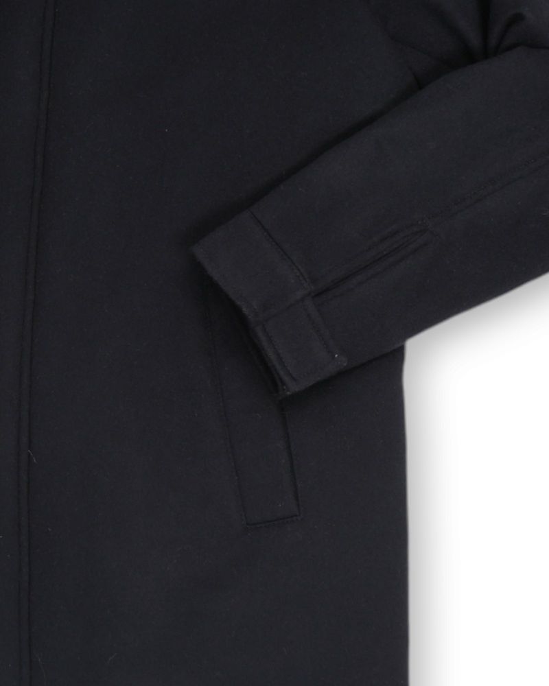 Navy Virgin Wool & Cashmere Flannel, Fur Lined Jacket