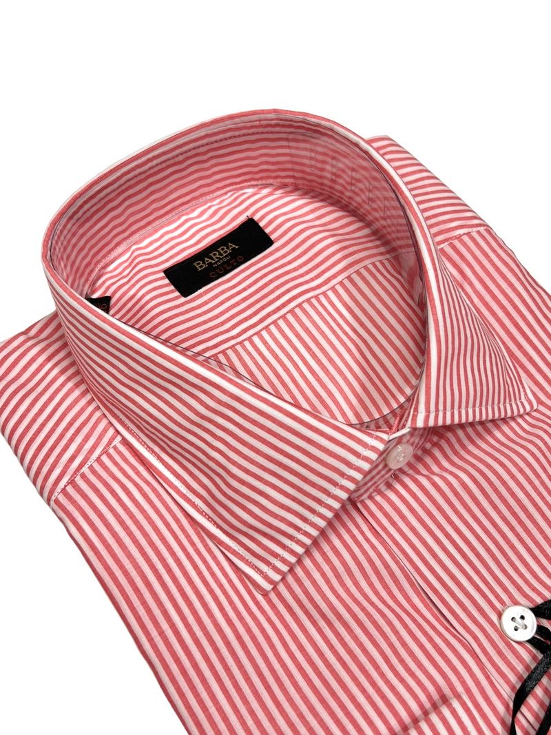 Peach Striped Cotton Shirt