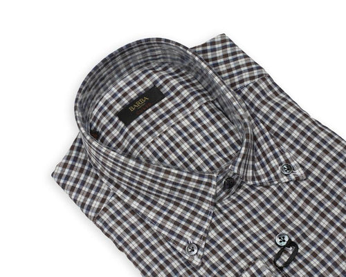 Blue/Brown/White Checked BD. Flannel Shirt