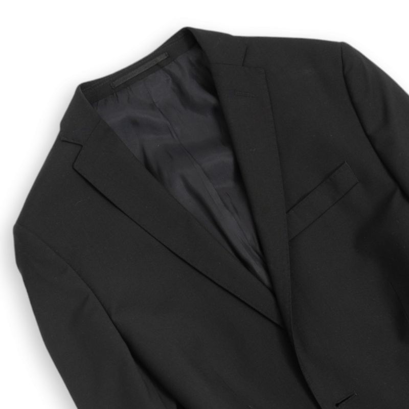 Black Plain Wool Suit