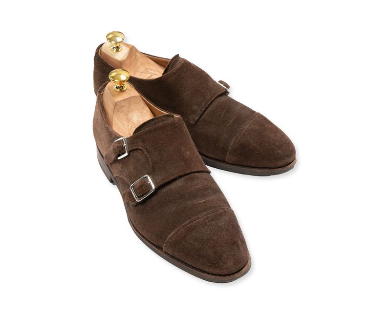 Brown Suede Double Monk Straps