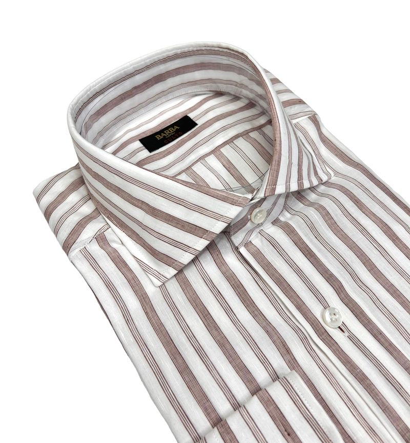 Brown Multi Striped Linen Shirt