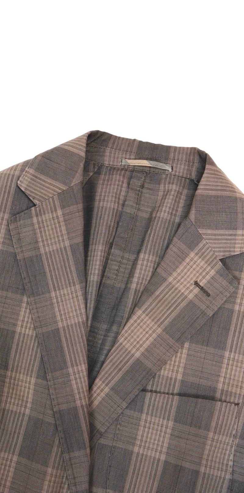 Brown Checked  Linen & Cotton Sports Jacket