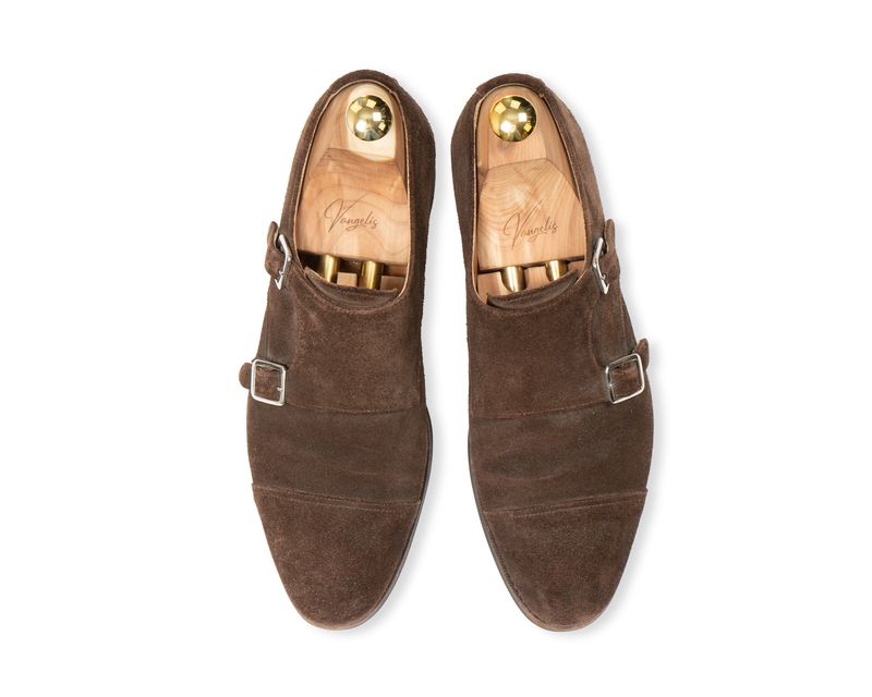 Brown Suede Double Monk Straps