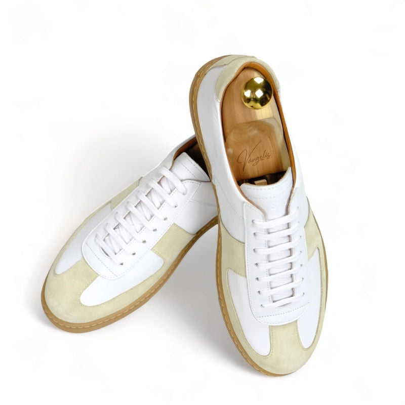White/Beige Leather GAT Sneakers