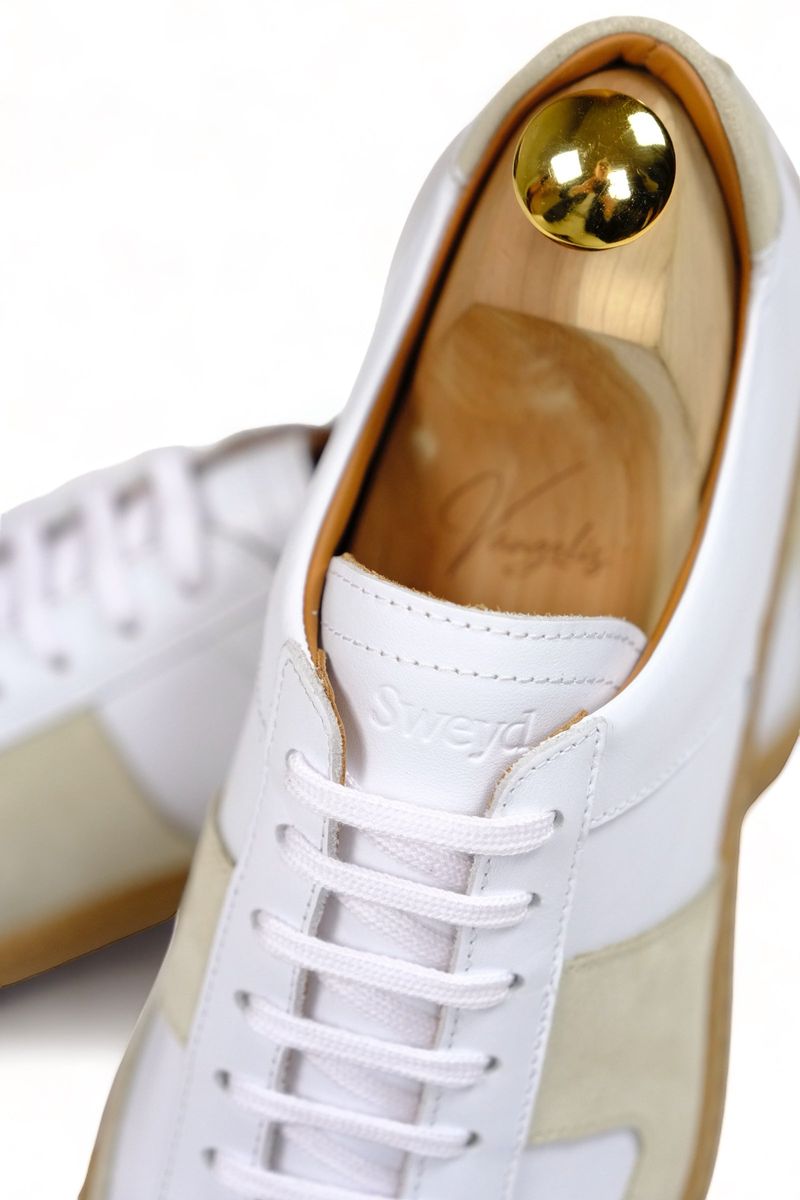 White/Beige Leather GAT Sneakers