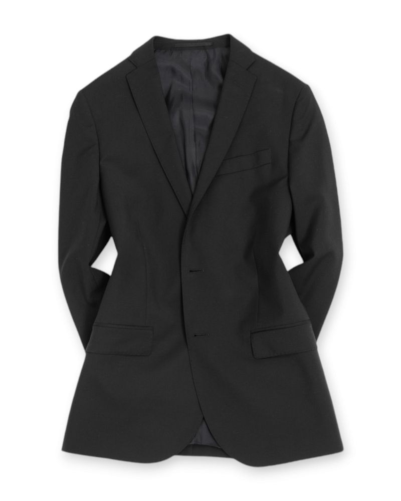 Black Plain Wool Suit