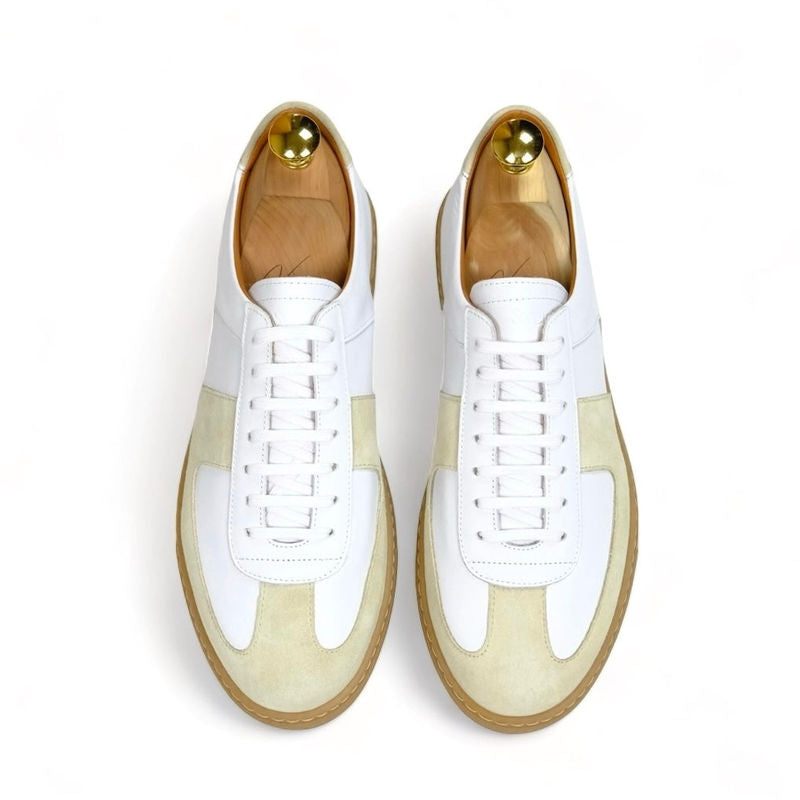 White/Beige Leather GAT Sneakers